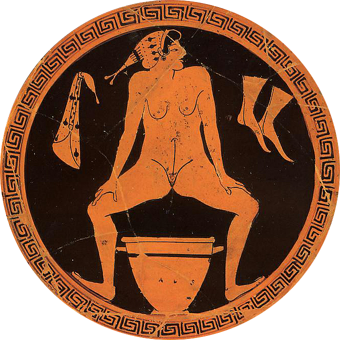 Hetaira urinating into a vessel